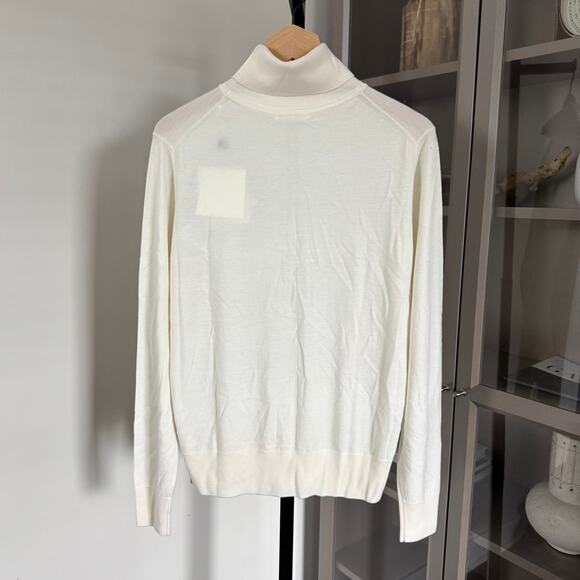 The Row Seiler Ivory Merino Wool Cashmere Knit Turtleneck Sweater L NEW Cream - Picture 4 of 7